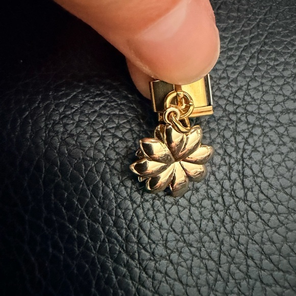 Premium Gold Tone Lotus Flower Italian Charm Link – 3D Floral Design - Picture 4 of 4